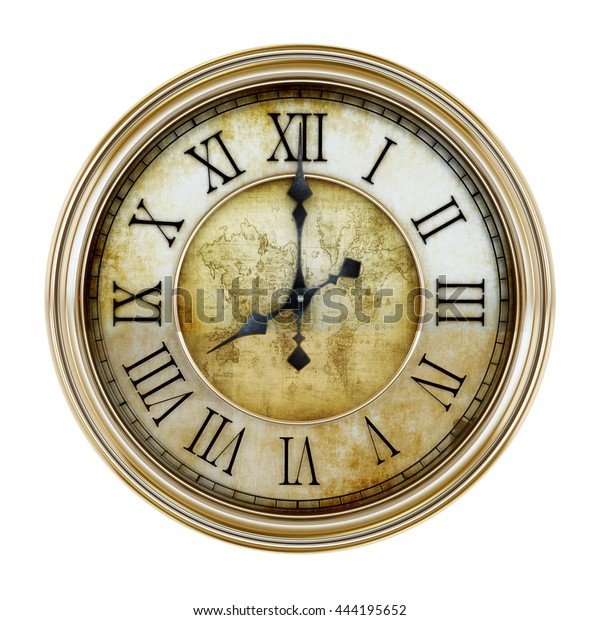 白い背景にアンティーク時計 3dイラスト のイラスト素材 444195652