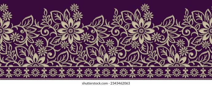 Saree Border Design Concept of Floral Pattern with Petals Stock Vector -  Illustration of graphic, arabic: 219230722