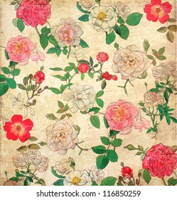 Antique floral vintage wallpaper for background