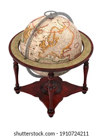 Antique Globe 3D illustration on white background