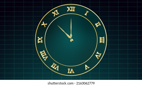 Antique Gold And Green Colored Clock Animation