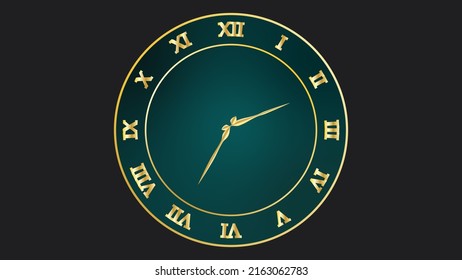 Antique Gold And Green Colored Clock Animation