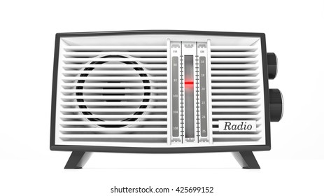 Antique Radio Transistor, Isolated On White Background.3D Rendering