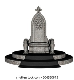 Antique Stone Throne Isolated In White Background - 3D Render