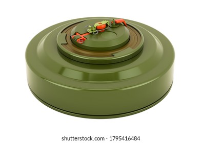 Anti-tank Mine, 3D Rendering Isolated On White Background