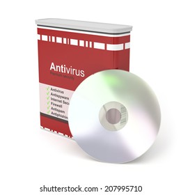 Antivirus Software Box And Disc On White Background