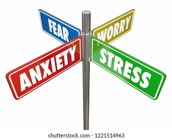 Anxiety Stress Fear Worry Signs Words 3d Illustration