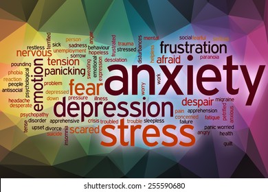 Anxiety word cloud concept with abstract background