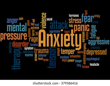 Anxiety Word Cloud Concept On Black Stock Illustration 379586416 ...