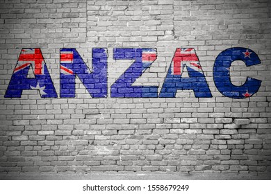 ANZAC (Australian And New Zealand Army Corps) Graffiti On Brick Wall