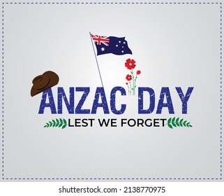 Anzac day. 25 April. Australian flag and poppy flowers memorial background. Template for background, banner, card, poster.