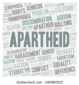 Apartheid - Type Of Discrimination - Word Cloud.