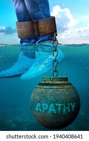 Apathy can be an issue and a burden with negative effects on health and behavior - Apathy can be a life stigma that impacts victims life and mental well being, 3d illustration