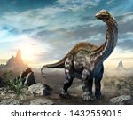 Apatosaurus dinosaur scene 3D illustration

