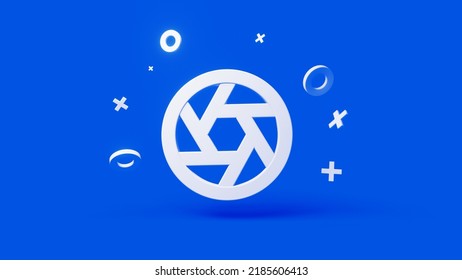 Aperture 3d Icon On A Simple Blue Background 4k. High-quality 3d Illustration