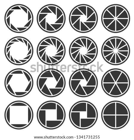 Aperture Camera Shutter Focus Icons Set.