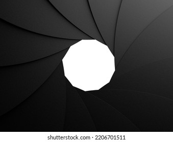 Aperture diaphragm of a camera lens. Selective focus with shallow depth of field. Photo equipment and camera backgrounds.3d illustration. - Powered by Shutterstock