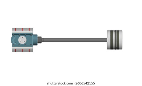 API-618 reciprocating compressor turbomachinery illustration drawing showing a direct connection crosshead assembly, connecting rod, and piston rod assembly with pressure rings and wear bands
