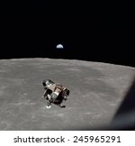 The Apollo 11 Lunar Module ascending from Moon