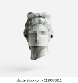 Apollo Statue Vapor Wave Background Cyber Punk Retro Concept. 3d Illustration