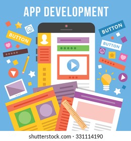 App development flat illustration. Flat design concepts for web banners, web sites, printed materials. Modern flat illustration