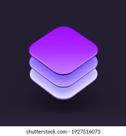 App Icon 3D Illustration On Dark Pastel Abstract Background. Minimal Concept. 3D Rendering With Soft Shadow