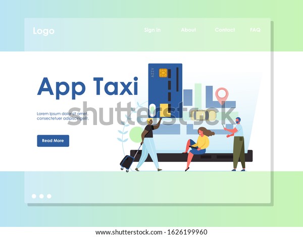 App taxi website template, web page and\
landing page design for website and mobile site development. Mobile\
app for booking taxi, online payment\
concept.