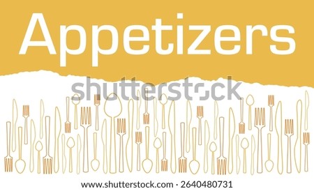 Appetizers concept image with text and spoon fork knife symbols.