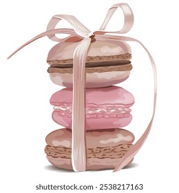 Appetizing macarons with pink ribbon for print, room decor - Powered by Shutterstock