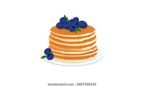 appetizing pancakes on a plate with sweet blueberries. baked cake layers with blueberries - Powered by Shutterstock