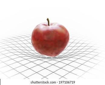 An Apple Bending Spacetime - Gravity Concept