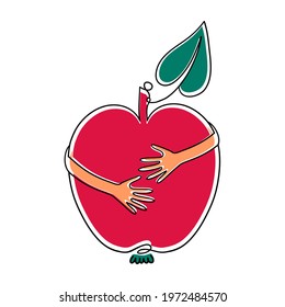 Apple Hug Hands Diet Lovers Logo Stock Illustration 1972484570 ...