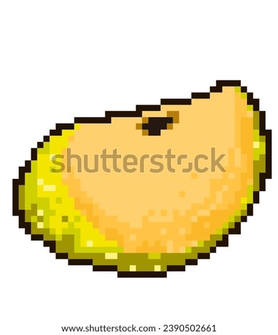 An apple split into triangles using digital pixel art techniques. 