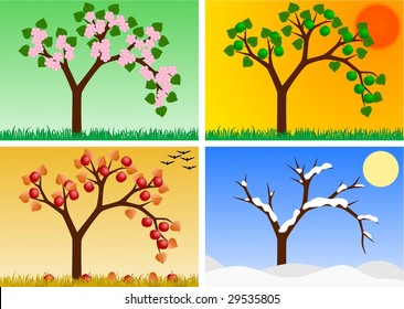 Apple tree four seasons Images, Stock Photos & Vectors | Shutterstock