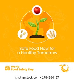 Apple Wheat And Rice. World Food Safety Day Banner. 7 June.