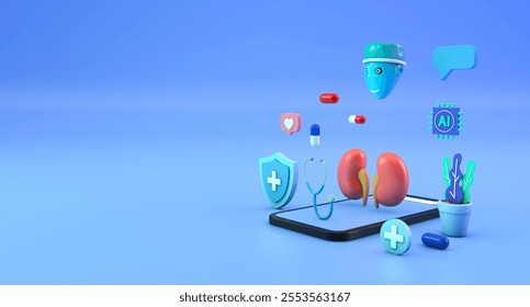 Application of artificial intelligence in medicine. Mobile application for consultation on kidney problems and kidney cancer. Telemedicine. 3D