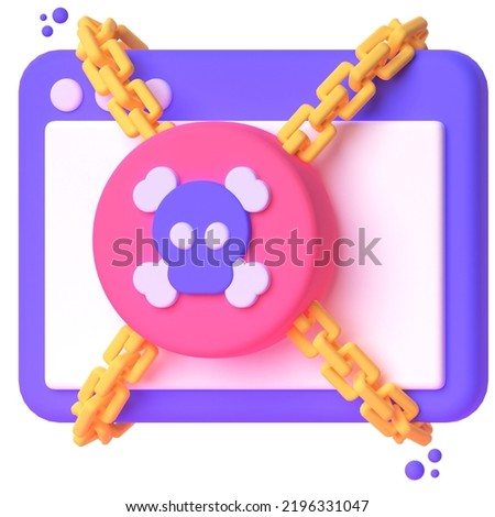 Application Blocked in 3d render for graphic asset web presentation or other