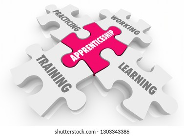 Apprenticeship On The Job Training Learning Puzzle Pieces Words 3d Illustration