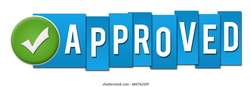 Approved Blue Stripes Tick Button 