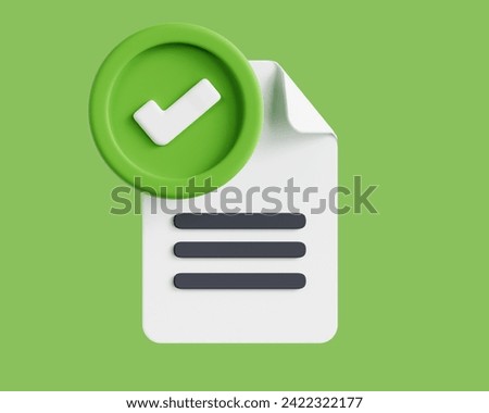 Approved and rejected document icon 3d . Concept of Approved and rejected document on isolated on green background . 3d Rendering
