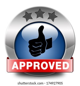 approved thumbs up passed test and access granted approval and accepted accredited button or icon