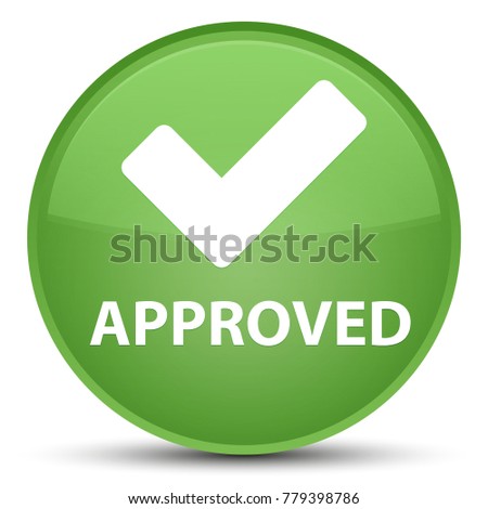 Approved (validate icon) isolated on special soft green round button abstract illustration