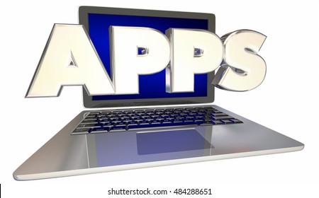 Apps Compter Laptop Application Software 3d Illustration