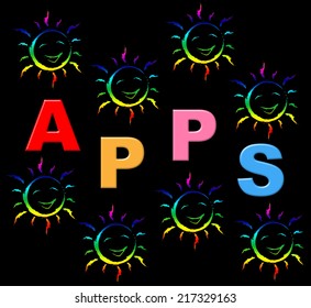 Apps Kids Representing Application Software And Youth