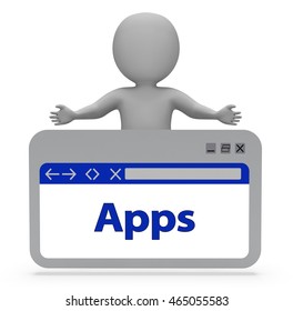 Apps Webpage Representing Application Software 3d Rendering