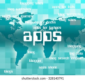 Apps Word Representing Application Software And Text