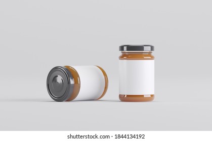 Apricot Jam Jars Mockup 3D Illustration