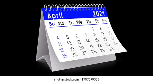 April 2021 - Table Calendar - 3D Illustration