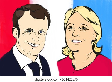 April 28.2017.Presidential Elections In France. Marine Le Pen Vs Emmanuel Macron