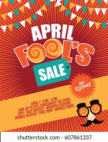 April Fools Day Sale Bunting And Burst Marketing Template With Copy Space.